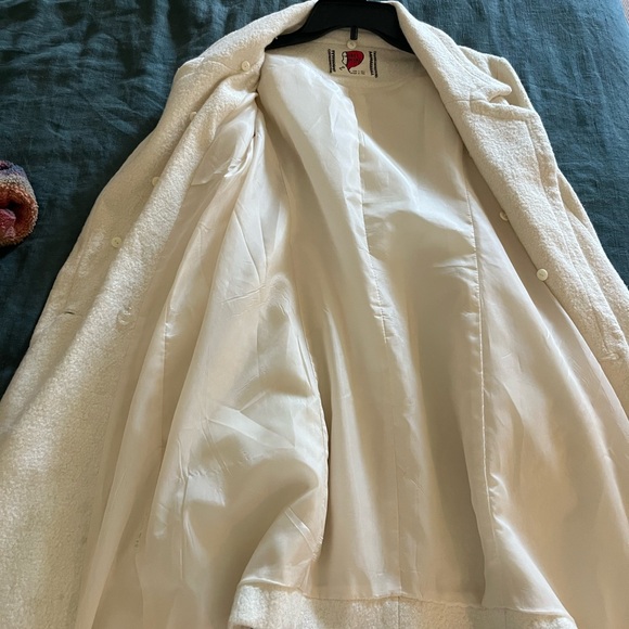 Free People Wool Blend Double-Breasted Pea Coat in Ivory/Cream - Picture 5 of 8